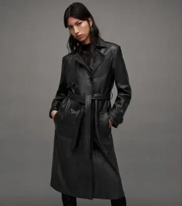 트렌치코트 OKENA 더블 브레스트 가죽 allsaints