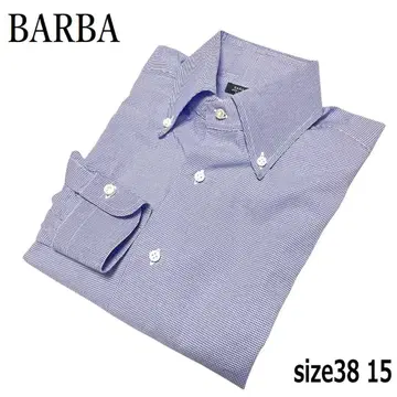 BARBA 바르바 드레스 셔츠 깅엄 체크 38 15 블루 M