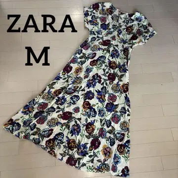ZARA 자라 꽃무늬 반팔 롱 원피스 플라워