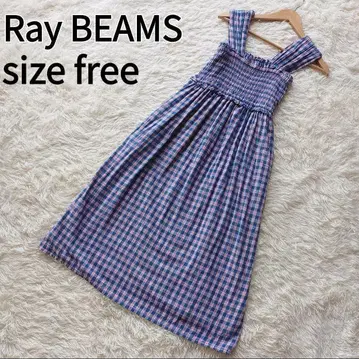 Ray BEAMS 체크 무늬 슬리브리스 원피스 프리 사이즈