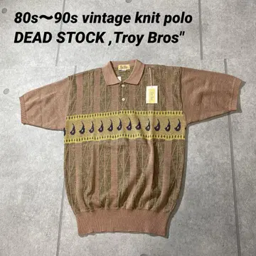 80s90s 빈티지 데드스탁 Troy Bros 반팔 니트 면 린넨 M