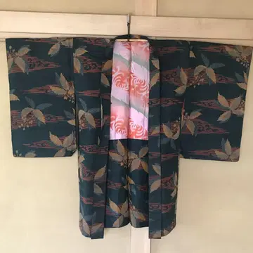 *긴 겉옷 짙은 녹색 쇼와 레트로 다이쇼 로망 앤티크 기장 약 97cm*