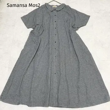 Samansa Mos2] 새상품 깅엄 체크 반팔 셔츠 원피스 빅 프리