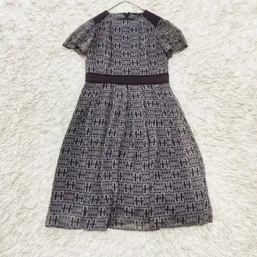 올 패턴 쉬폰 원피스 브라운 일본제