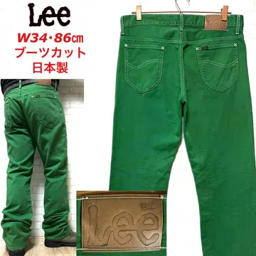 Lee Lee 미색 그린 부츠 컷 플레어 팬츠 일본제