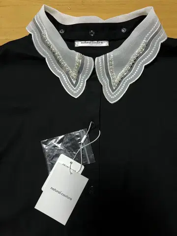 새상품 natural couture 블랙 펄 옷깃 셔츠