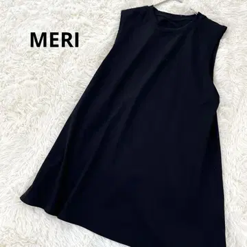 MERI 슬리브리스 튜닉 플레어 A 라인 심플 스트레치 블랙