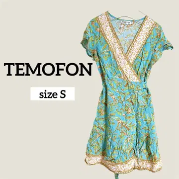 TEMOFON 파란 꽃무늬 원피스 S 사이즈