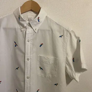 초레어! J.CREW 앵무새 자수 올 패턴 셔츠 옥스퍼드 원단 M 사이즈