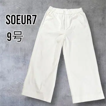 수르 7 와이드 팬츠 크롭 팬츠 이지 팬츠 화이트 허리밴딩