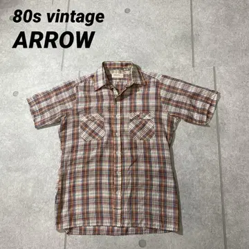80년대 빈티지 반팔 셔츠 ARROW 애로우 체크 아메카지 M