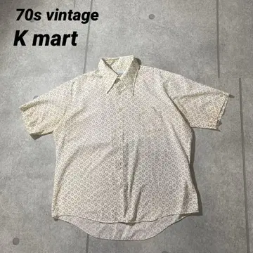 70년대 레어 빈티지 K 마트 한국제 올 패턴 반팔 셔츠 옷깃 XL