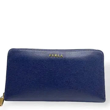 컨디션 최상 훌라 FURLA 바빌론 지갑 장지갑 라운드 지퍼 블루