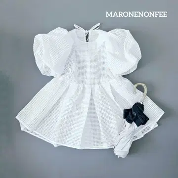 체크 시어 MARONENONFEE 마론에논피 벌룬 슬리브
