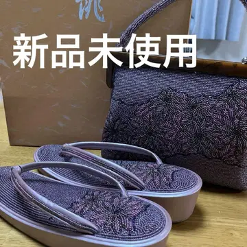 올 비즈 자수 꽃무늬 기모노 가방과 조리 세트 미사용 새상품