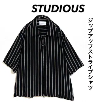 STUDIOUS 집업 셔츠 스트라이프 빅 실루엣