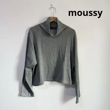 moussy 마우지 여성용 프리 그레이 긴팔 크롭 터틀