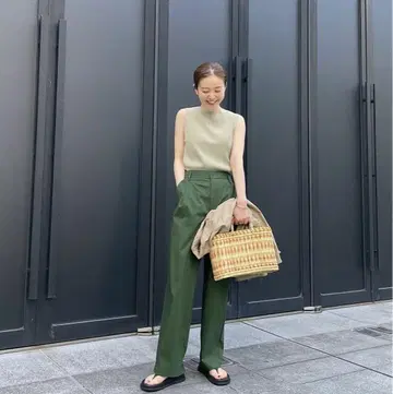 IENA 코튼 나일론 와이드 테이퍼드 팬츠 38