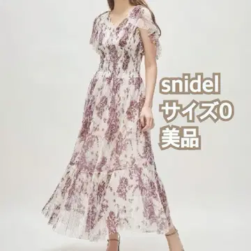 SNIDEL Sustainable 프린트 케이프 튤 드레스 WINE 0