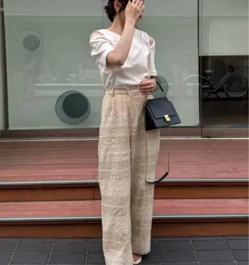 hinari 시어 체크 팬츠