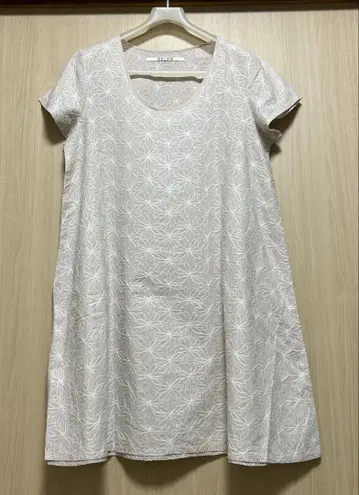 KELEN 반팔 튜닉 베이지 꽃무늬 자수