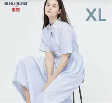 새상품 유니클로 이네스 턱 원피스 반팔 XL 사이즈 스트라이프