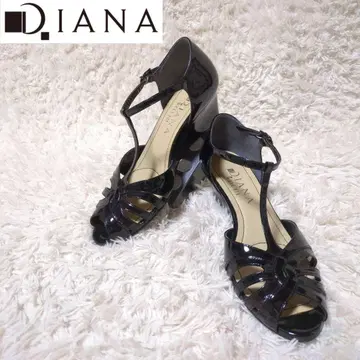 컨디션 최상! DIANA 웨지솔 샌들 23.5cm 에나멜 블랙 힐