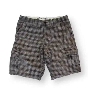 Eddie Bauer 카고 하프 팬츠 체크 무늬 W34
