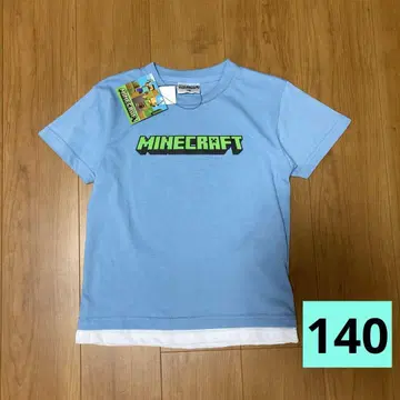 MINECRAFT 로고 티셔츠 140CM 스카이블루