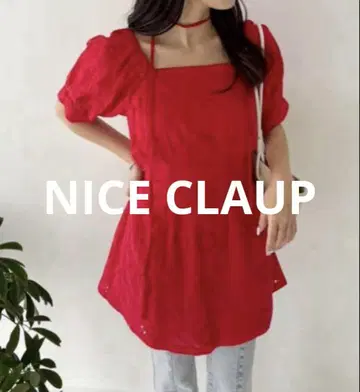 NICE CLAUP 초커가 달린 미니 원피스 레드