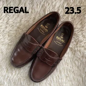 REGAL 천연 가죽 코인 로퍼 브라운 23.5