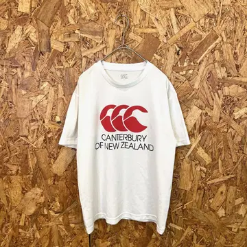 CANTERBURY 반팔 티셔츠 드라이 소재 프론트 프린트 화이트