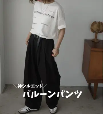 시마무라 마코 콜라보 와이드 벌룬 팬츠 블랙 S