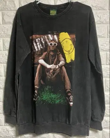 새상품 커트 코베인 피그먼트 used 가공 롱 T XL 밴딩 티셔츠