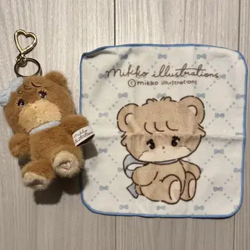 mikko 봉제 인형 마스코트 핸드 타월 세트