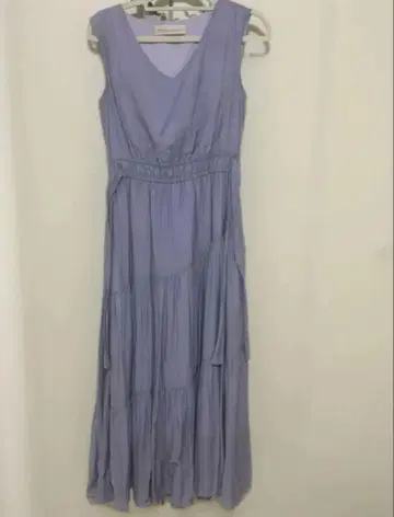 연보라 슬리브리스 티어드 롱 원피스