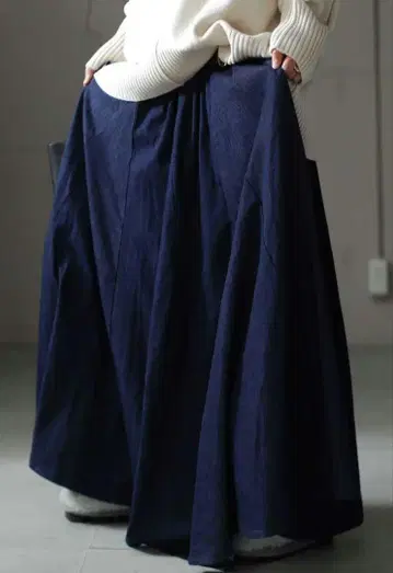 안티카 인디고 데님 롱 스커트