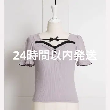 pium 프론트 버튼 리본 테이프 컷 티셔츠
