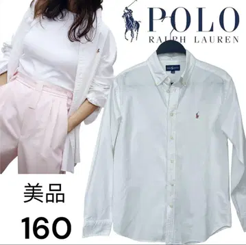 새상품급 랄프 로렌 화이트 셔츠 흰색 버튼 다운 긴팔 셔츠 160