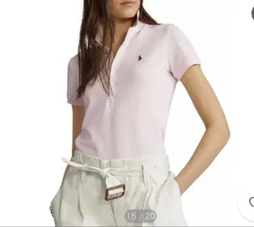 랄프 로렌 폴로 셔츠 M 여성용 슬림 핏 핑크