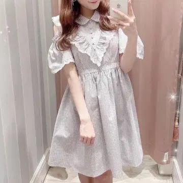 evelyn 숄더 컷 깅엄