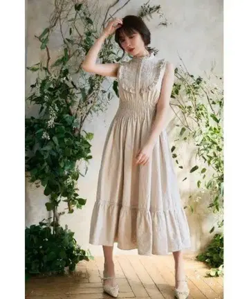 페일리 코튼 레이스 롱 드레스