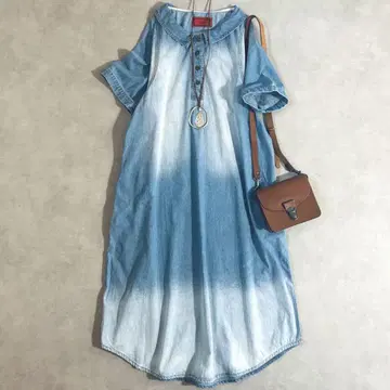 새상품급 소말리아 이매지네이션 퓨어 빈티지 데님 롱 원피스 면 파랑
