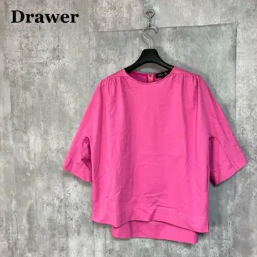 Drawer 코튼 천축 백 지퍼 크루넥 TEE 1