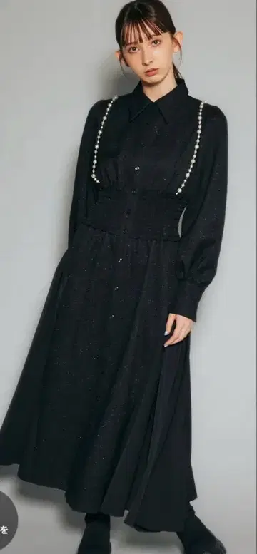 블랙 긴팔 셔츠 원피스