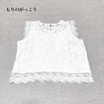 모리노가쿠코 플라워 레이스 블라우스(F) 루프 버튼 귀여운 화려한 시스루