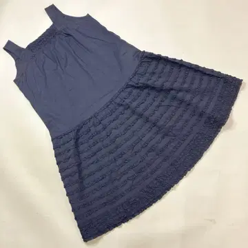 핑크하우스 옅은 퍼플 피코 프릴 원피스 면 로른 원피스