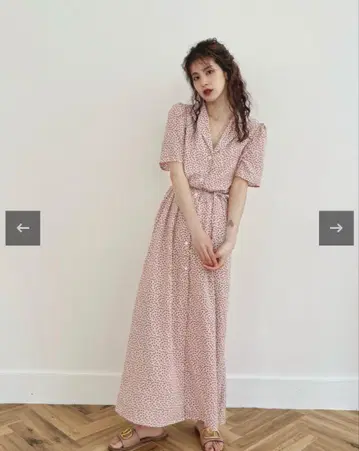 Pui 꽃무늬 원피스 미니 꽃무늬 Pui 리본 롱 셔츠 원피스 블라우스