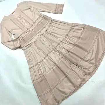 원더풀 월드 핑크 피코 프릴 핀턱 원피스