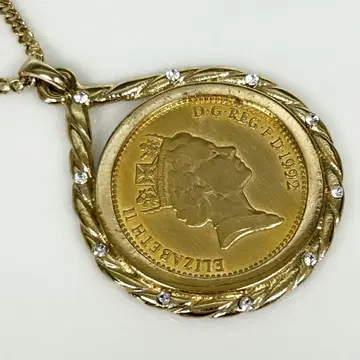 빈티지 코인 목걸이 1992 엘리자베스 2세 앤티크